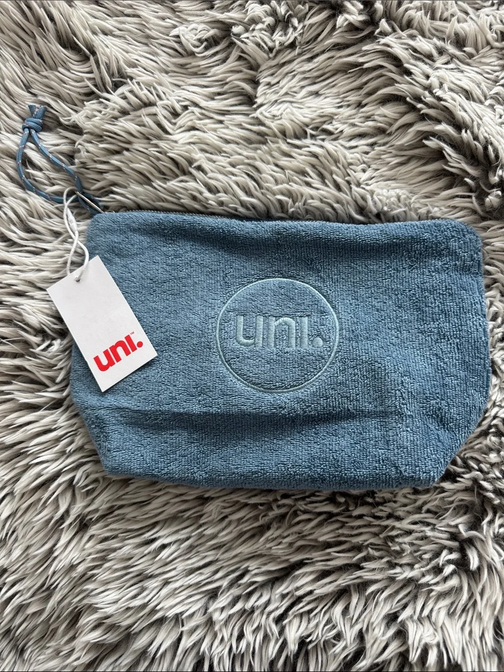 Uni. Blue Terry Cosmetic Pouch with Embroidered Logo